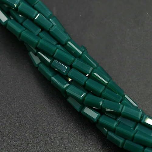 80 Teile/los 3x6mm Österreichische Glasperlen Rechteckige Kristallrohr Spacer Schmuck Zubehör Perlen Für DIY Herstellung Armband-loch grün porzellan von HDJSDB