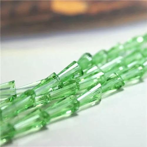 95 Stück/Los Kristallperlen für Handarbeiten, 3 x 6 mm, Glasröhren-Abstandshalterperlen, europäisches Design, Turm-Quarz-Lampwork-Perlen, hellgrün, 3 x 6 mm, 95 Stück von HDJSDB