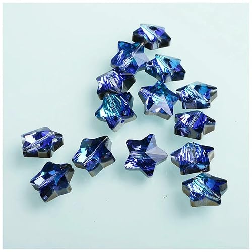 AB-Farbe, Fünf-Sterne-Perlen, 14,0 mm, Kristallperlen, mehrfarbig, facettierte Perlen zur Schmuckherstellung, Halskettenzubehör, 5–14,0 mm (5 Stück) von HDJSDB
