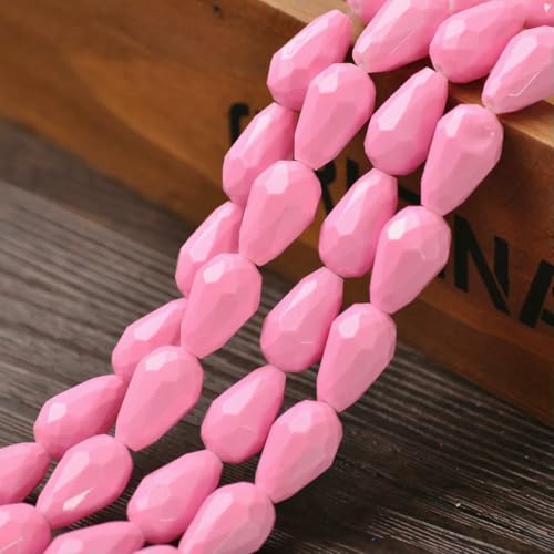Beschichtete farbige, tropfenförmige, facettierte Glasperlen, 8 x 6 mm, 12 x 8 mm, 15 x 10 mm, lose Perlen für die Schmuckherstellung, DIY-Bastelarbeiten, Pink, 15 x 10 mm, 20 Stück Beschichtete farbige, tropfenförmige, facettierte Glasperlen, 8 x 6 mm, 12 x 8 mm, 15 x 10 mm, lose Perlen für die Schmuckherstellung, DIY-Bastelarbeiten, Pink, 15 x 10 mm, 20 Stück von HDJSDB