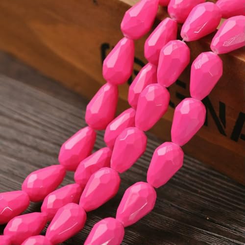 Beschichtete farbige, tropfenförmige, facettierte Glasperlen, 8 x 6 mm, 12 x 8 mm, 15 x 10 mm, lose Perlen für die Schmuckherstellung, DIY-Bastelarbeiten, Rose, 15 x 10 mm, 20 Stück Beschichtete farbige, tropfenförmige, facettierte Glasperlen, 8 x 6 mm, 12 x 8 mm, 15 x 10 mm, lose Perlen für die Schmuckherstellung, DIY-Bastelarbeiten, Rose, 15 x 10 mm, 20 Stück von HDJSDB