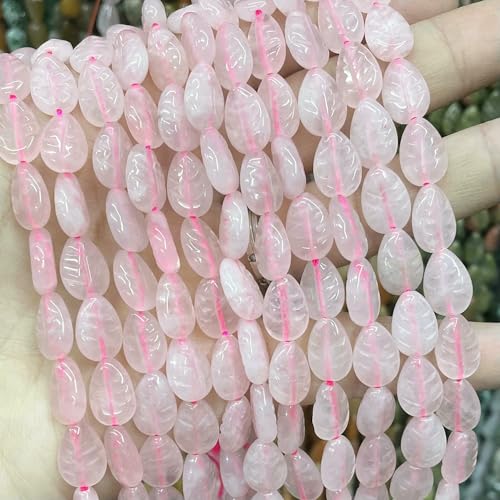 Blattförmige Natursteinperlen, Aventurin, Achate, Rosenquarz, Tigerauge, 8 x 12 mm, lose Abstandshalter für DIY-Schmuckherstellung, Halskette, Rosenquarz, 8 x 12 mm, 14 Perlen Blattförmige Natursteinperlen, Aventurin, Achate, Rosenquarz, Tigerauge, 8 x 12 mm, lose Abstandshalter für DIY-Schmuckherstellung, Halskette, Rosenquarz, 8 x 12 mm, 14 Perlen von HDJSDB