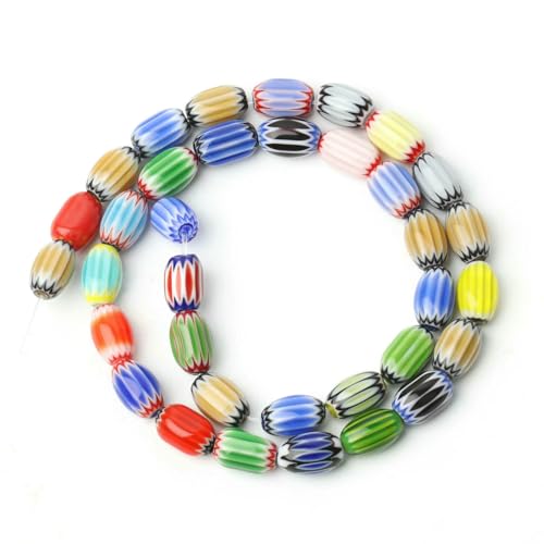 Bunte Nepal Lampwork Glas Rocailles Perlen Charms Mode Lose Abstandsperlen für Schmuckherstellung DIY Ohrring Halskette Armband-12x8mm 30 Stück von HDJSDB