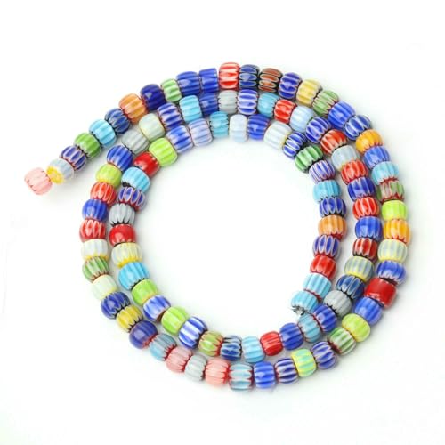 Bunte Nepal Lampwork Glas Rocailles Perlen Charms Mode Lose Abstandsperlen für Schmuckherstellung DIY Ohrring Halskette Armband-5x4.0mm 105 Stück von HDJSDB