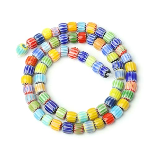 Bunte Nepal Lampwork Glas Rocailles Perlen Charms Mode Lose Abstandsperlen für Schmuckherstellung DIY Ohrring Halskette Armband-6mm 65 Stück von HDJSDB