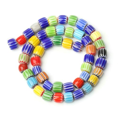Bunte Nepal Lampwork Glas Rocailles Perlen Charms Mode Lose Abstandsperlen für Schmuckherstellung DIY Ohrring Halskette Armband-8mm 50 Stück von HDJSDB