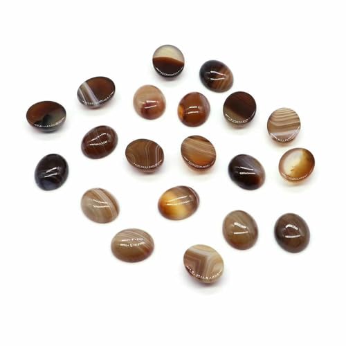 Cabochon-Naturstein, oval, Türkis, Achat, Tigerauge, Perlenfassung, Cabochon-Perlen, Anhänger, Ringe, Ohrringe, Schmuck, DIY-Zubehör, Kaffee gestreifter Achat, 20 Stück Cabochon-Naturstein, oval, Türkis, Achat, Tigerauge, Perlenfassung, Cabochon-Perlen, Anhänger, Ringe, Ohrringe, Schmuck, DIY-Zubehör, Kaffee gestreifter Achat, 20 Stück von HDJSDB