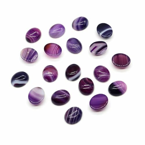 Cabochon-Naturstein, oval, Türkis, Achat, Tigerauge, Perlenfassung, Cabochon-Perlen, Anhänger, Ringe, Ohrringe, Schmuck, DIY-Zubehör, lila gestreifter Achat, 50 Stück Cabochon-Naturstein, oval, Türkis, Achat, Tigerauge, Perlenfassung, Cabochon-Perlen, Anhänger, Ringe, Ohrringe, Schmuck, DIY-Zubehör, lila gestreifter Achat, 50 Stück von HDJSDB