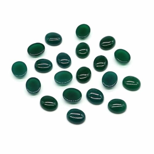 Cabochon Naturstein Oval Türkis Achat Tigerauge Perlenfassung Cabochon Perlen Anhänger Ring Ohrring Schmuck DIY Zubehör-Dunkelgrüner Achat-5 Stück von HDJSDB