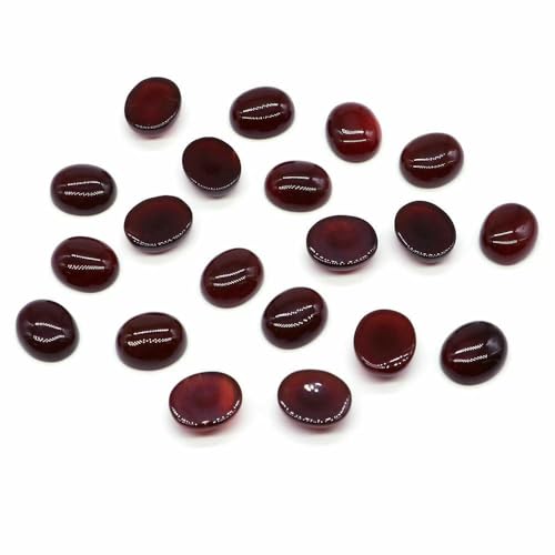 Cabochon Naturstein Oval Türkis Achat Tigerauge Perlenfassung Cabochon Perlen Anhänger Ring Ohrring Schmuck DIY Zubehör-Dunkelroter Achat-50 Stück von HDJSDB