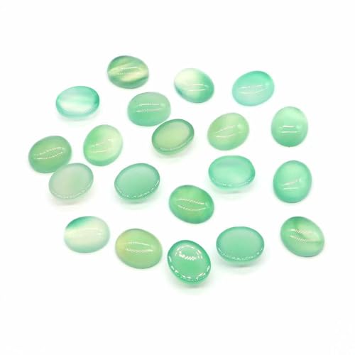 Cabochon Naturstein Oval Türkis Achat Tigerauge Perlenfassung Cabochon Perlen Anhänger Ring Ohrring Schmuck DIY Zubehör-Hellgrüner Achat-20 Stück von HDJSDB