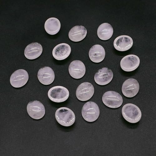 Cabochon Naturstein Oval Türkis Achat Tigerauge Perlenfassung Cabochon Perlen Anhänger Ring Ohrring Schmuck DIY Zubehör-Klarer Quarz-50 Stück von HDJSDB
