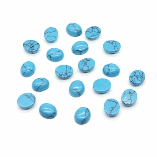 Cabochon Naturstein Oval Türkis Achat Tigerauge Perlenfassung Cabochon Perlen Anhänger Ring Ohrring Schmuck DIY Zubehör-Syn-Blau Türkis-10 Stück von HDJSDB