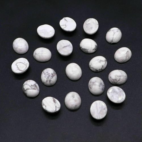 Cabochon Naturstein Oval Türkis Achat Tigerauge Perlenfassung Cabochon Perlen Anhänger Ring Ohrring Schmuck DIY Zubehör-Weiß Türkis-50 Stück von HDJSDB