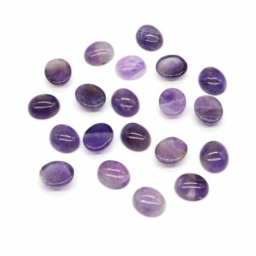 Cabochon Naturstein Oval Türkis Verkrustete Achat Tigerauge Perlenfassung Cabochon Perlen Anhänger Ring Ohrring Schmuck DIY Zubehör-Amethyst-50 Stück von HDJSDB