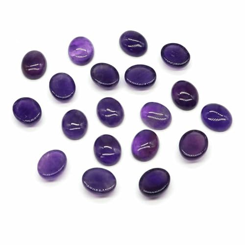 Cabochon Naturstein Oval Türkis Verkrustete Achat Tigerauge Perlenfassung Cabochon Perlen Anhänger Ring Ohrring Schmuck DIY Zubehör-Amethyst A-20 Stück von HDJSDB