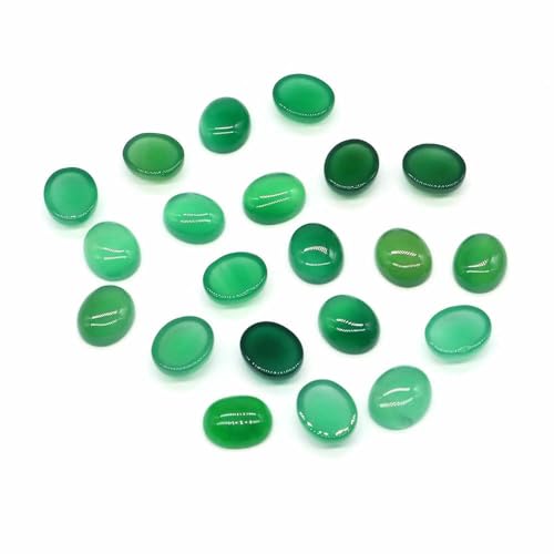 Cabochon Naturstein Oval Türkis Verkrustete Achat Tigerauge Perlenfassung Cabochon Perlen Anhänger Ring Ohrring Schmuck DIY Zubehör-Grüner Achat-50 Stück von HDJSDB
