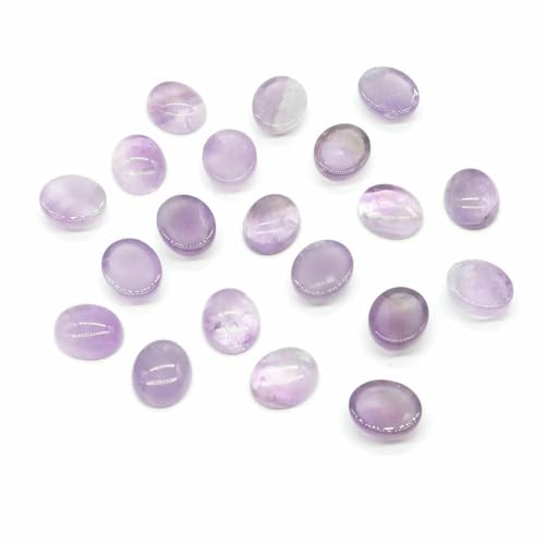 Cabochon Naturstein Oval Türkis Verkrustete Achat Tigerauge Perlenfassung Cabochon Perlen Anhänger Ring Ohrring Schmuck DIY Zubehör-Heller Amethyst-20 Stück von HDJSDB