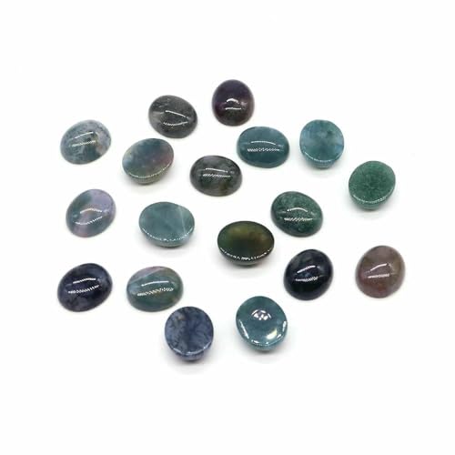 Cabochon Naturstein Oval Türkis Verkrustete Achat Tigerauge Perlenfassung Cabochon Perlen Anhänger Ring Ohrring Schmuck DIY Zubehör-Indien Achat-50 Stück von HDJSDB