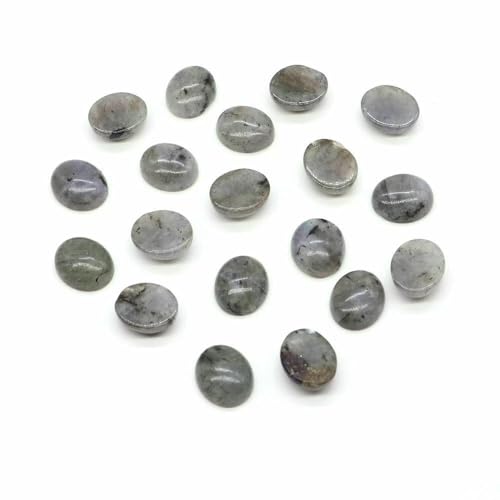 Cabochon Naturstein Oval Türkis Verkrustete Achat Tigerauge Perlenfassung Cabochon Perlen Anhänger Ring Ohrring Schmuck DIY Zubehör-Labradorit-50 Stück von HDJSDB