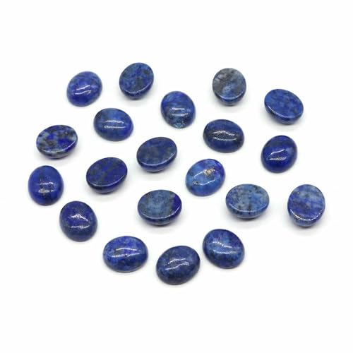 Cabochon Naturstein Oval Türkis Verkrustete Achat Tigerauge Perlenfassung Cabochon Perlen Anhänger Ring Ohrring Schmuck DIY Zubehör-Lapislazuli-50 Stück von HDJSDB