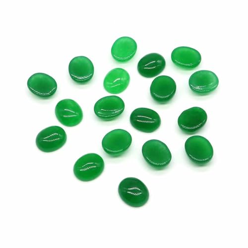 Cabochon Naturstein Oval Türkis Verkrustete Achat Tigerauge Perlenfassung Cabochon Perlen Anhänger Ring Ohrring Schmuck DIY Zubehör-Malaysische Jade-10 Stück von HDJSDB