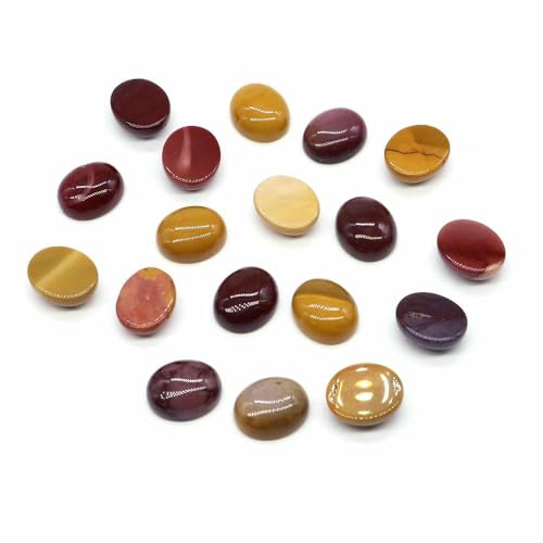 Cabochon Naturstein Oval Türkis Verkrustete Achat Tigerauge Perlenfassung Cabochon Perlen Anhänger Ring Ohrring Schmuck DIY Zubehör-Mookait-10 Stück von HDJSDB