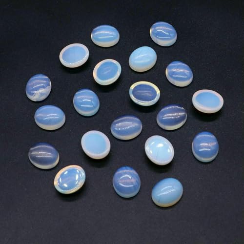 Cabochon Naturstein Oval Türkis Verkrustete Achat Tigerauge Perlenfassung Cabochon Perlen Anhänger Ring Ohrring Schmuck DIY Zubehör-Opalith-20 Stück von HDJSDB