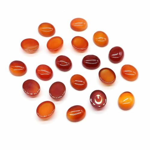 Cabochon Naturstein Oval Türkis Verkrustete Achat Tigerauge Perlenfassung Cabochon Perlen Anhänger Ring Ohrring Schmuck DIY Zubehör-Roter Achat A-20 Stück von HDJSDB