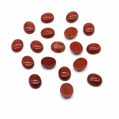 Cabochon Naturstein Oval Türkis Verkrustete Achat Tigerauge Perlenfassung Cabochon Perlen Anhänger Ring Ohrring Schmuck DIY Zubehör-Roter Jaspis-50 Stück von HDJSDB