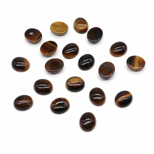 Cabochon Naturstein Oval Türkis Verkrustete Achat Tigerauge Perlenfassung Cabochon Perlen Anhänger Ring Ohrring Schmuck DIY Zubehör-Tigerauge-5Stk von HDJSDB