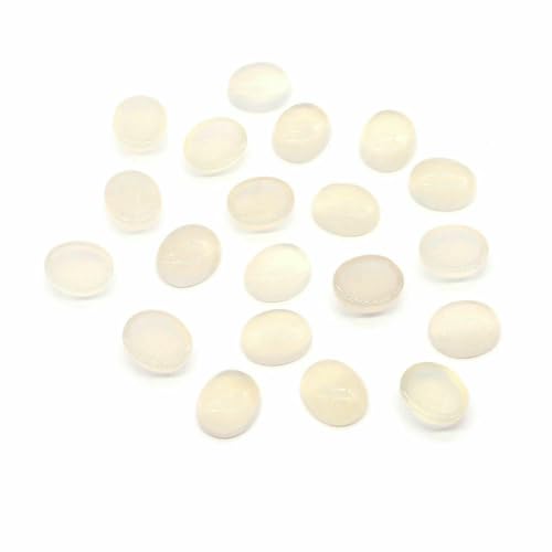 Cabochon Naturstein Oval Türkis Verkrustete Achat Tigerauge Perlenfassung Cabochon Perlen Anhänger Ring Ohrring Schmuck DIY Zubehör-Weißer Achat-50 Stück von HDJSDB