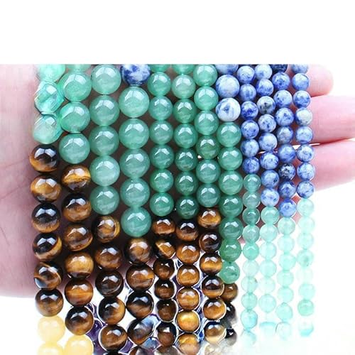 Chakra-Edelstein-Natursteinperlen, rund, glatt, lose Perlen zur Schmuckherstellung, Armband, DIY-Zubehör, Chakra L.1–8–8,5 mm (43–45 Stück) von HDJSDB