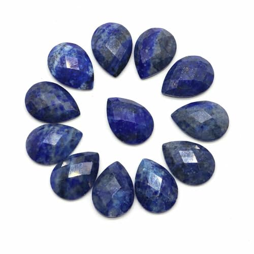Eleganter ovaler Naturstein, exquisite modische facettierte Wassertropfen-Cabochon-Perlen, Schmuckherstellung, Zubehör für Ohrringe, baumelnd, Lapislazuli, 20 Stück von HDJSDB