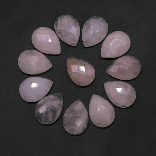 Eleganter ovaler Naturstein, exquisite modische facettierte Wassertropfen-Cabochon-Perlen, Schmuckherstellung, Zubehör für Ohrringe, baumelnd, Rosenquarz, 20 Stück von HDJSDB