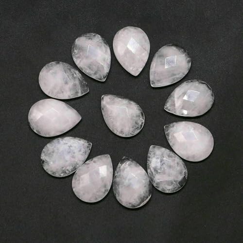 Eleganter ovaler Naturstein, exquisite modische facettierte Wassertropfen-Cabochon-Perlen, Schmuckherstellung, Zubehör für Ohrringe, baumelnder Bergkristall, 20 Stück von HDJSDB