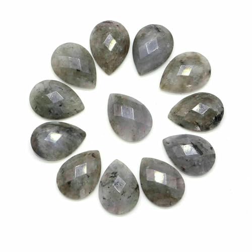 Eleganter ovaler Naturstein, exquisite modische facettierte Wassertropfen-Cabochon-Perlen, Schmuckherstellungszubehör für Ohrringe, baumelnd, Labradorit, 20 Stück von HDJSDB