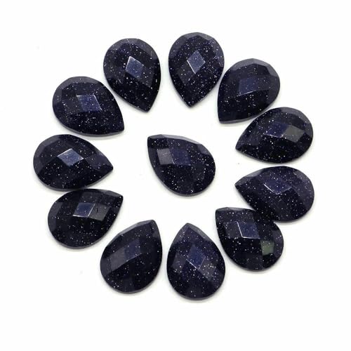 Eleganter ovaler Naturstein, exquisite modische facettierte Wassertropfen-Cabochon-Perlen, Schmuckherstellungszubehör für Ohrringe, baumelnd, Syn-Blaugoldfluss, 20 Stück von HDJSDB