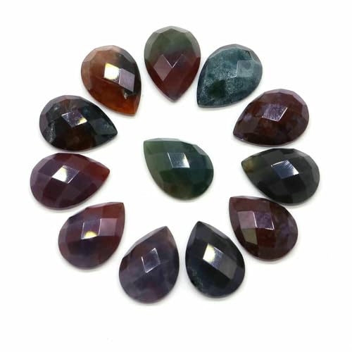 Eleganter ovaler Naturstein, exquisite modische facettierte Wassertropfen-Cabochon-Perlen, Schmuckherstellungszubehör für Ohrringe, baumelnd, indischer Achat, 20 Stück von HDJSDB