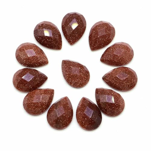 Eleganter ovaler Naturstein, exquisite modische facettierte Wassertropfen-Cabochon-Perlen, Schmuckherstellungszubehör für baumelnde Ohrringe, Rotgoldflusssand, 20 Stück von HDJSDB