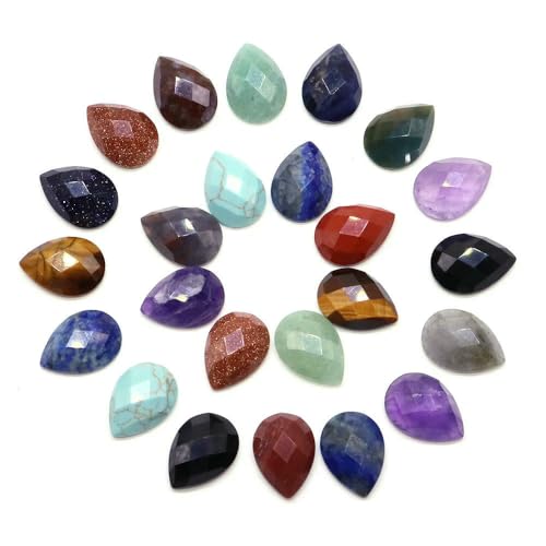 Eleganter ovaler Naturstein, exquisite modische facettierte Wassertropfen-Cabochon-Perlen, Schmuckherstellungszubehör für baumelnde Ohrringe – 1 Stück von HDJSDB
