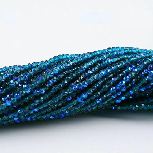 Facettierte AB-Perlen in 38 Farben, plattiert, 2 mm, 3,0 mm, Kristallglas, lose Abstandsperlen für Armbänder, Halsketten, Schmuckherstellung, DIY, 5 Stränge – 21, Zirkonia AB – 3,0 m von HDJSDB