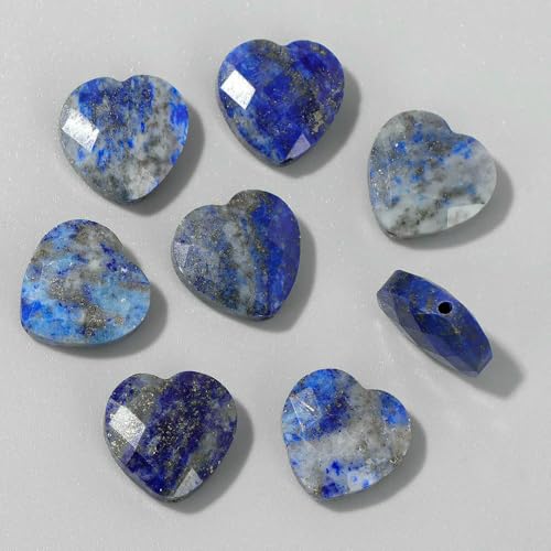 Facettierte Herzform Steinperle Natürliche Tigerauge Amethyste Klare Quarze Charms Perlen zur Schmuckherstellung DIY-Lapislazuli-2 Stück von HDJSDB