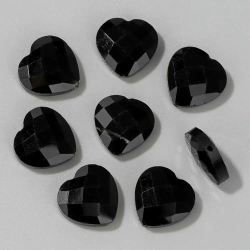 Facettierte Herzform Steinperle Natürliche Tigerauge Amethyste Klare Quarze Charms Perlen zur Schmuckherstellung DIY-Zubehör-Obsidian-1 Stück von HDJSDB