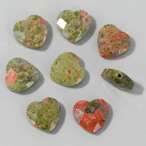 Facettierte Herzform Steinperle Natürliche Tigerauge Amethyste Klare Quarze Charms Perlen zur Schmuckherstellung DIY-Zubehör-Unakit-2 Stück von HDJSDB