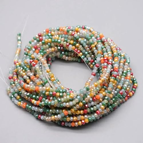 Gemischte Farben, 2 mm, Rondell-Facettenglas-Kristallperlen, lose Abstandsperlen für die Schmuckherstellung, DIY, eine Schnurherstellung für Halsketten, A9, 2 x 3,0 mm, ca. 162 Stück Gemischte Farben, 2 mm, Rondell-Facettenglas-Kristallperlen, lose Abstandsperlen für die Schmuckherstellung, DIY, eine Schnurherstellung für Halsketten, A9, 2 x 3,0 mm, ca. 162 Stück von HDJSDB