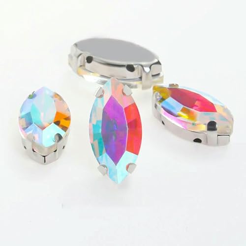 Glitzernde Blatt-Kristall-Strasssteine, von Hand aufgenäht, Glassteine, Ornament, Diamantperlen, Kleid, DIY-Bastelarbeiten, Krallenbohrer-Zubehör, 001AB, 17 x 32 mm, 5 Stück Glitzernde Blatt-Kristall-Strasssteine, von Hand aufgenäht, Glassteine, Ornament, Diamantperlen, Kleid, DIY-Bastelarbeiten, Krallenbohrer-Zubehör, 001AB, 17 x 32 mm, 5 Stück von HDJSDB