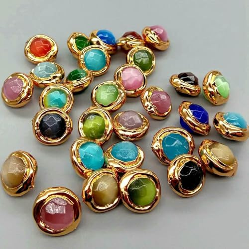 Großhandel 10 Stück Multi Color Cat Eye Facettierte Runde Perlen Metall Lünette Connector-Standard Großhandel 10 Stück Multi Color Cat Eye Facettierte Runde Perlen Metall Lünette Connector-Standard von HDJSDB