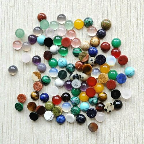 Großhandel 100 Stück Mode Naturstein Runde Cabochon Perlen 6mm für Schmuck Zubehör machen-Mix-6mm von HDJSDB