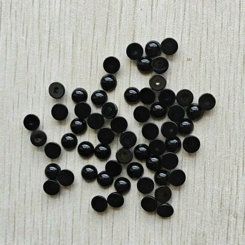 Großhandel 100 Stück Mode Naturstein Runde Cabochon Perlen 6mm für Schmuck Zubehör machen-Obsidian Stein-6mm von HDJSDB